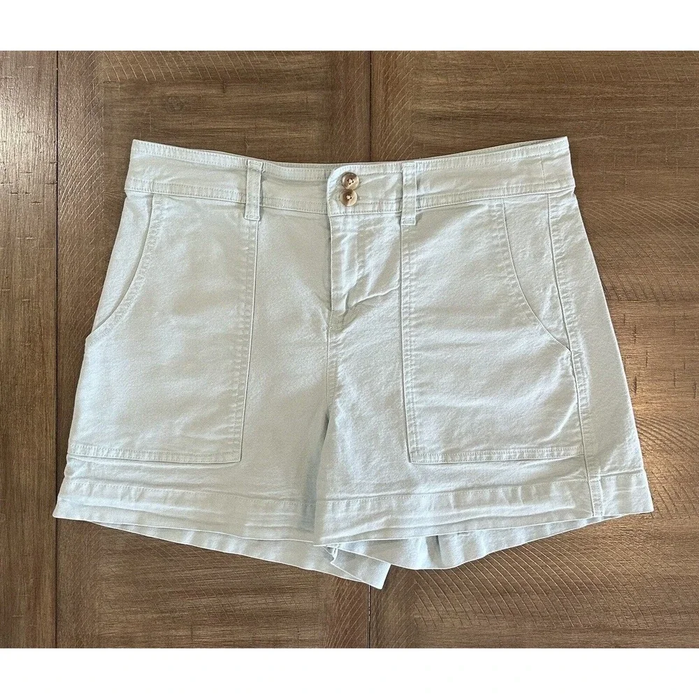 A NEW DAY Womens Size 12 Mint Green High Rise Stretch Cotton Blend Casual Shorts